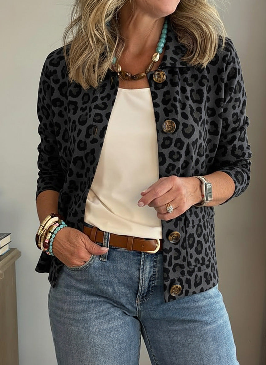 New Arrivals🔥 Casual Lapel Pocket Leopard Print Jacket