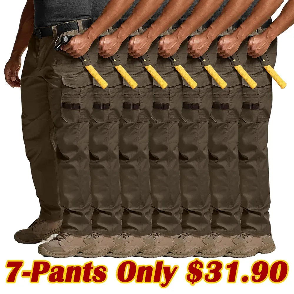 Men's Flex Stretch Tactical Pants, Water Resistant Ripstop Cargo Work Pants