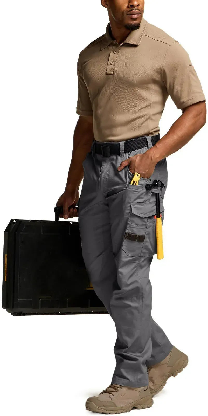 Men's Flex Stretch Tactical Pants, Water Resistant Ripstop Cargo Work Pants