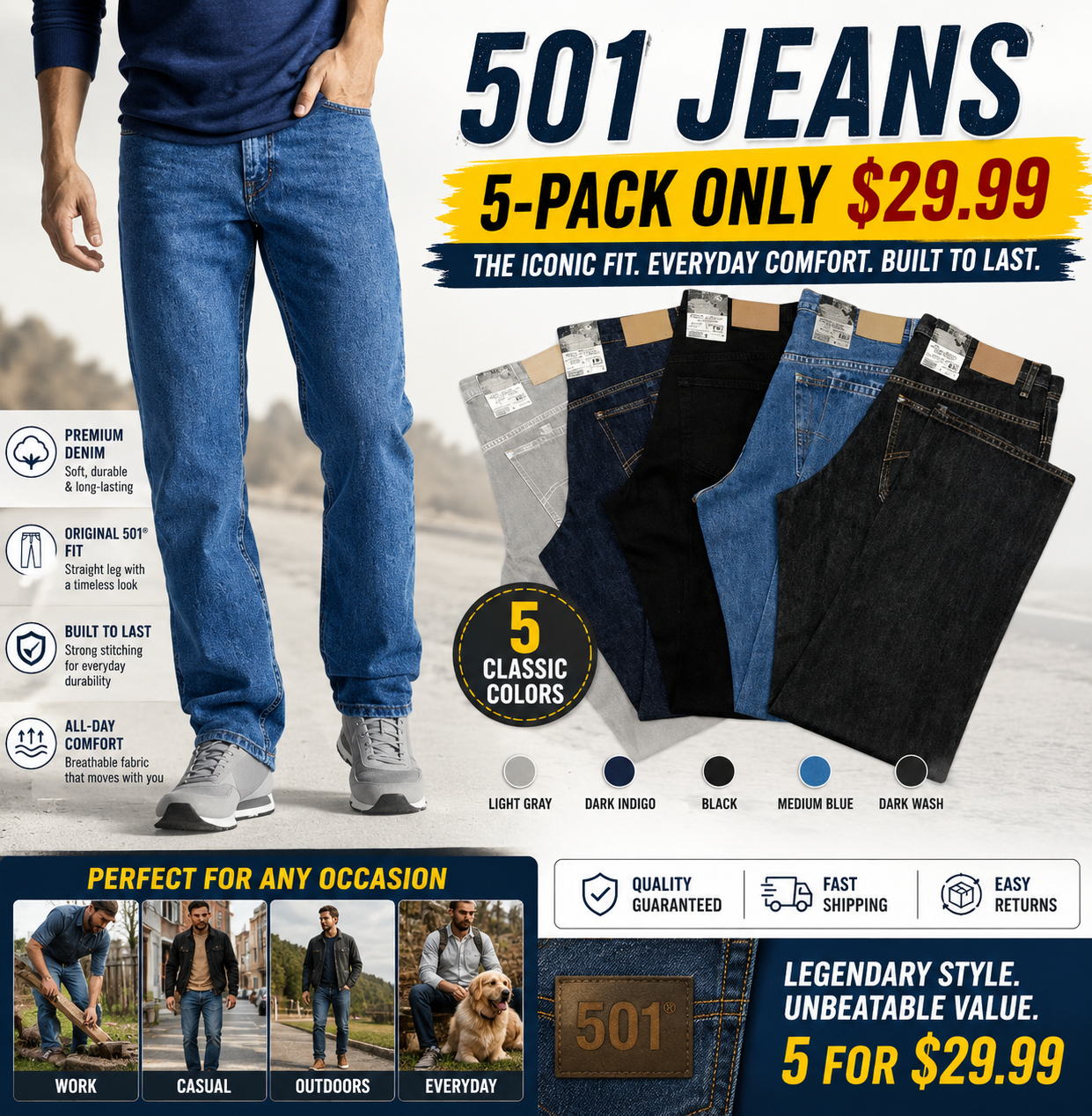 Summer Sale- Men's 501 Original Fit Jeans