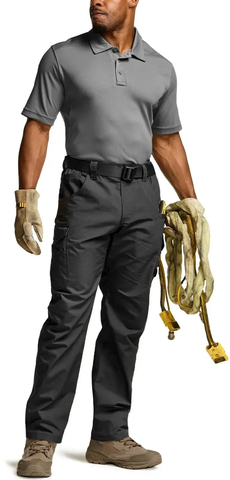 Men's Flex Stretch Tactical Pants, Water Resistant Ripstop Cargo Work Pants