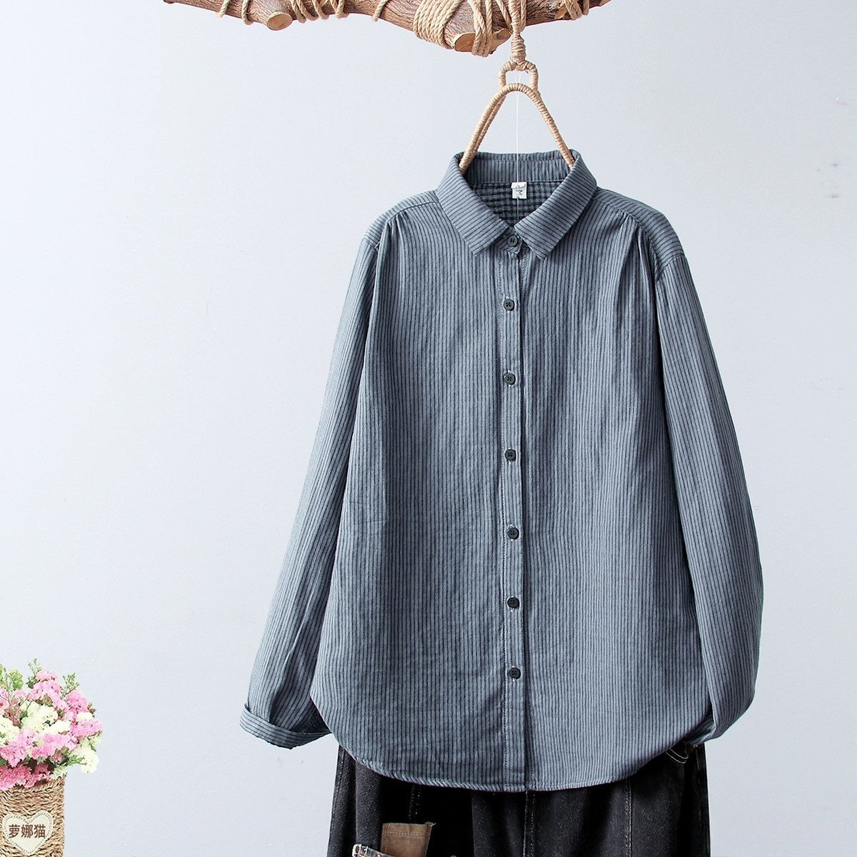 2025 New Women's Linen Cotton Casual Loose Stripe Shirt-Buy 3 Get Free Shipping