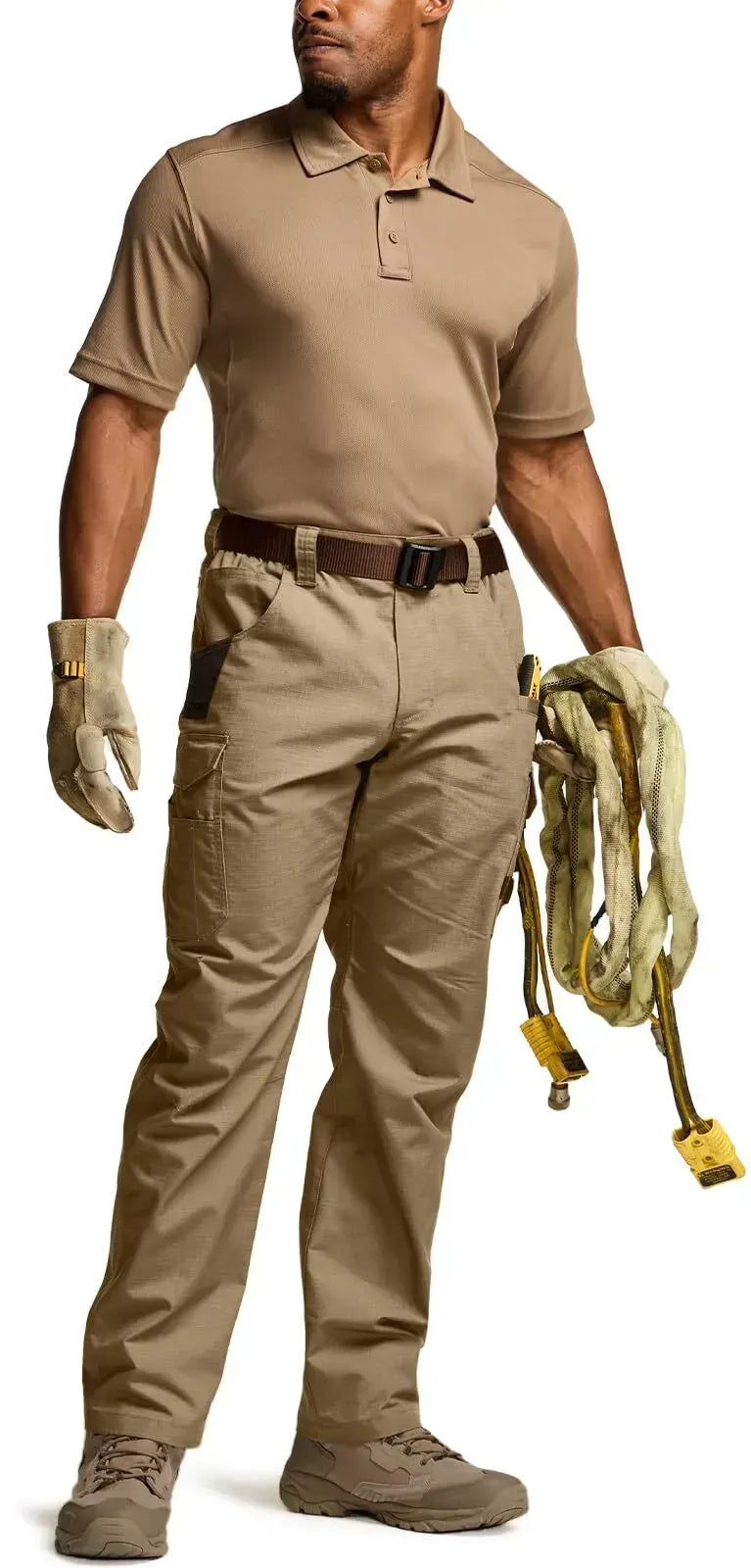 Men's Flex Stretch Tactical Pants, Water Resistant Ripstop Cargo Work Pants