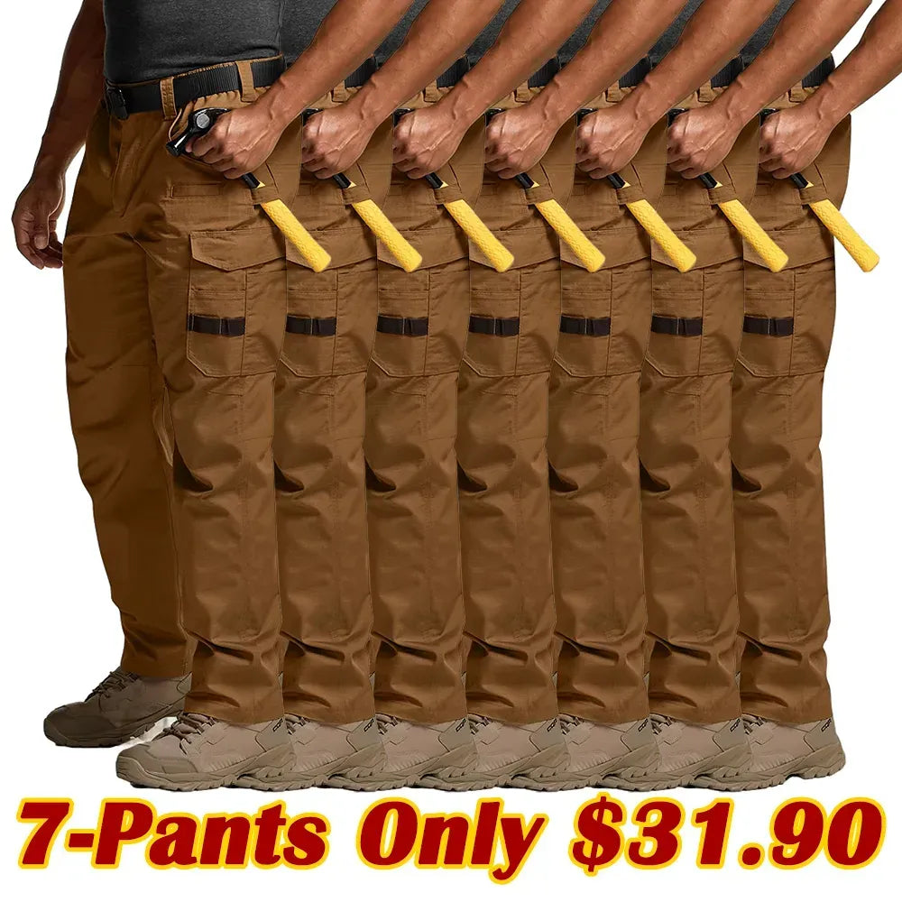 Men's Flex Stretch Tactical Pants, Water Resistant Ripstop Cargo Work Pants