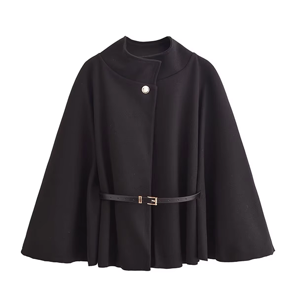 🔥SALE 60% OFF🔥 Women's Winter Fashion Casual Solid Color Waist Strap Cloak Jacket
